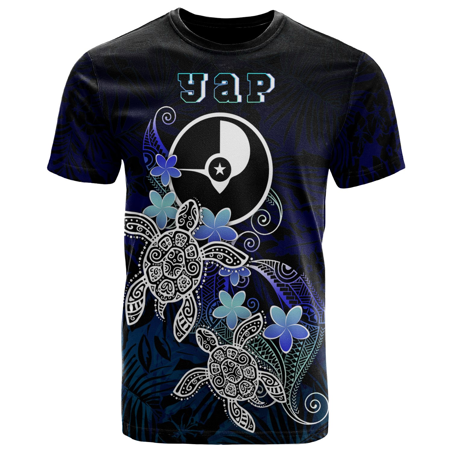 Yap Polynesian T-Shirt – Blue Turtle Couple – BN22