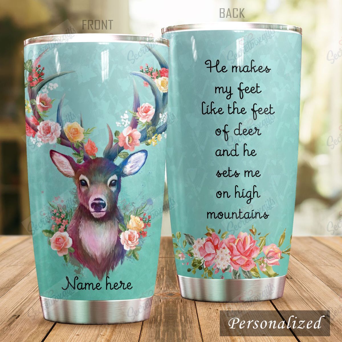 Personalized Hunting Deer Of Spring Kl1010126Cl Stainless Steel Tumbler Travel Customize Name, Text, Number, Image