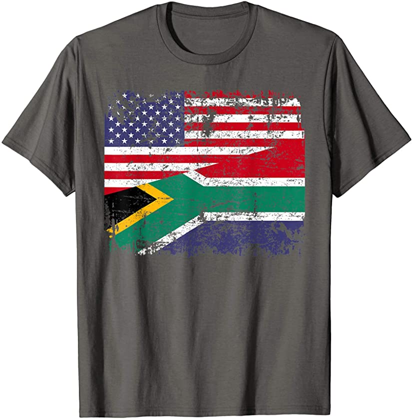 SOUTH AFRICAN ROOTS | Half American Flag | SOUTH AFRICA T-Shirt