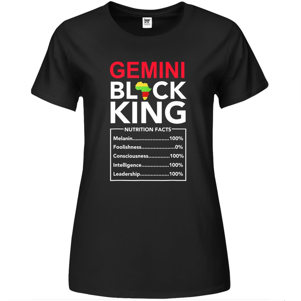 Nutritional Facts Shirt, Nutritional Facts Premium Womens T Shirts, Black King Nutrition Facts Shirt, Gemini Black King Nutritional Facts May June Birthday Premium Womens T Shirts