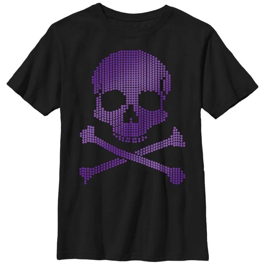 Lost Gods Boy’s Halloween Circle Print Skull and Crossbones  T Shirt Black