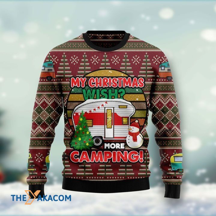 Snowman My Christmas Wish More Camping Gift For Christmas Ugly Christmas Sweater