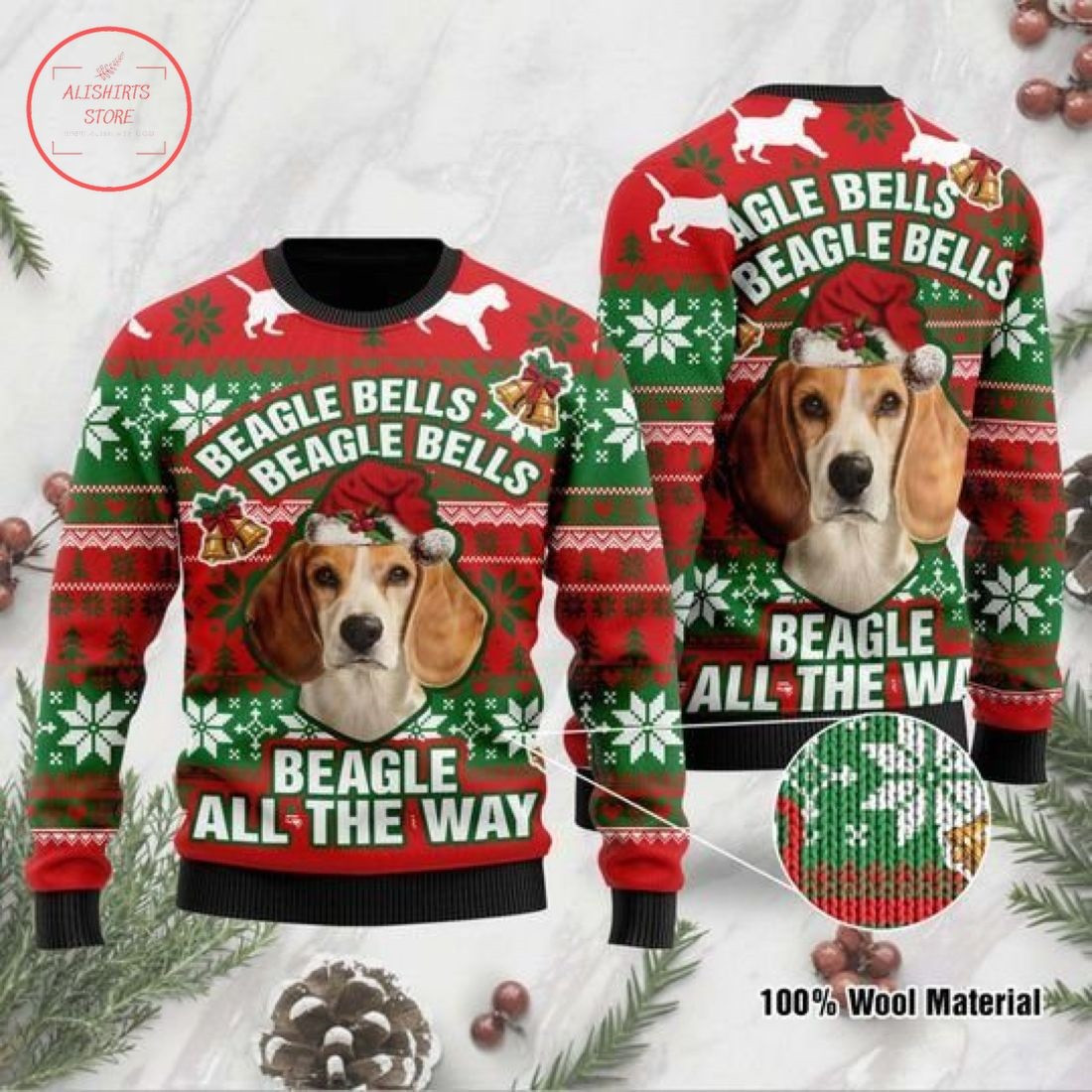 Beagle Bells All The Way Ugly Christmas Sweater – Diosweater