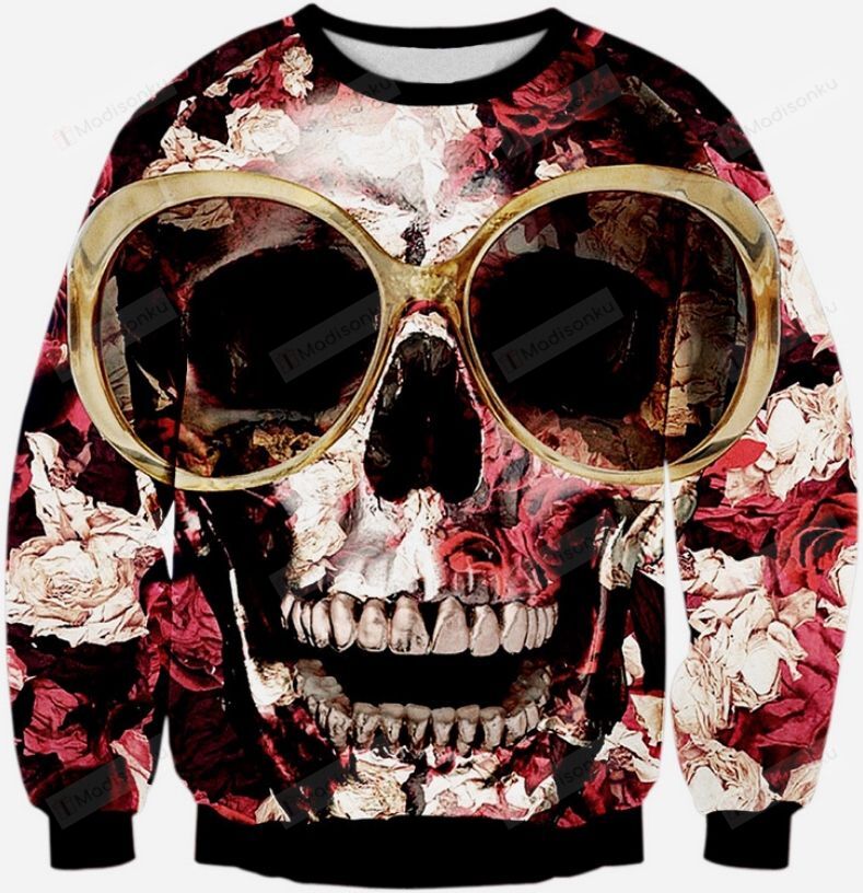 Swag Skull Ugly Christmas Sweater, All Over Print Sweatshirt