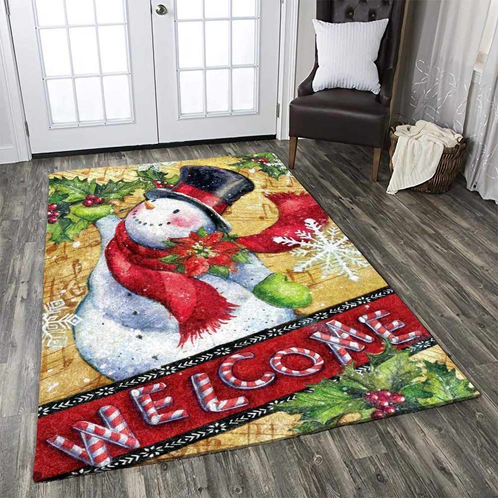 Candy Cane Snowman Rug