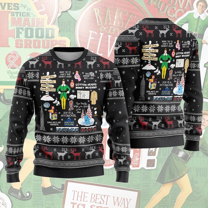 Elf Christmas Ugly Sweater, Buddy The Elf Ugly Christmas Sweater, Elf Movie Ugly Sweater, Christmas Movie Sweatshirt, Christmas Ugly Sweater Bespoketshirt