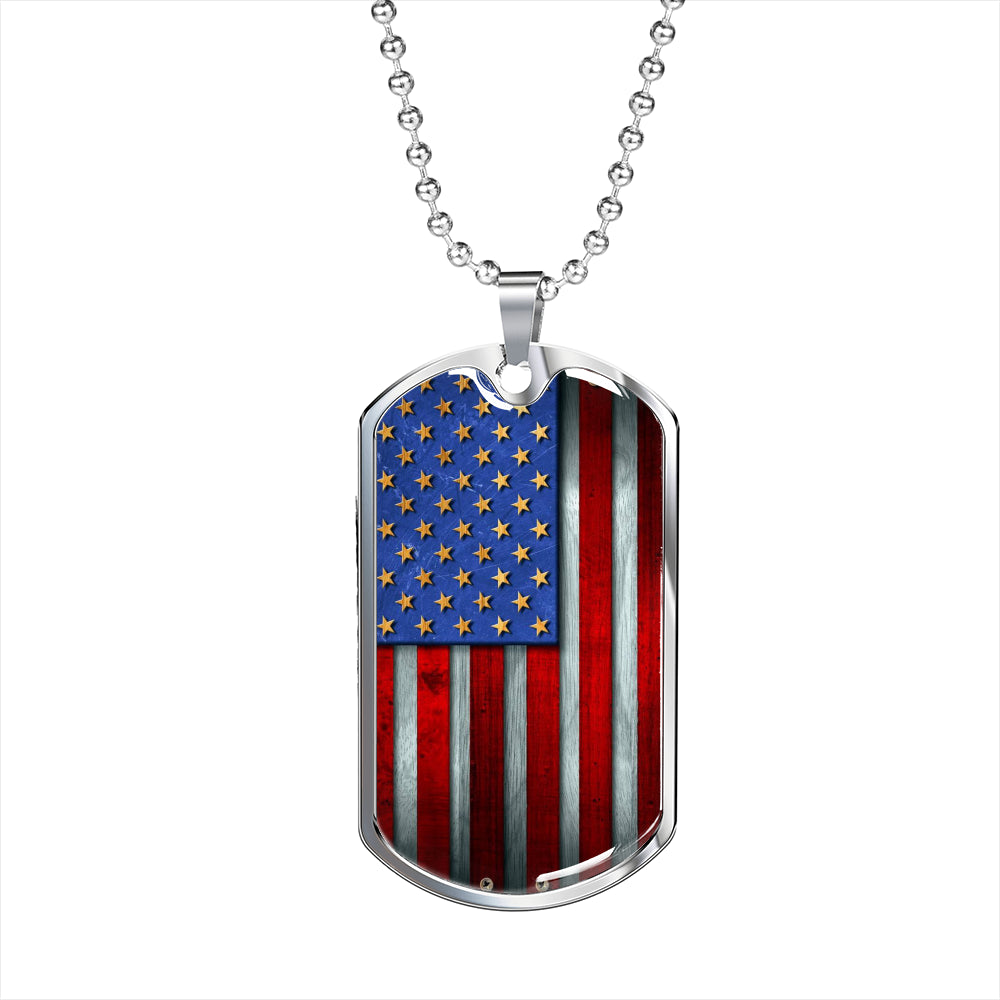 American Flag Dog Tag Necklace For Men, Personalized Patriotic Men Gifts So D02 – Iphw1198