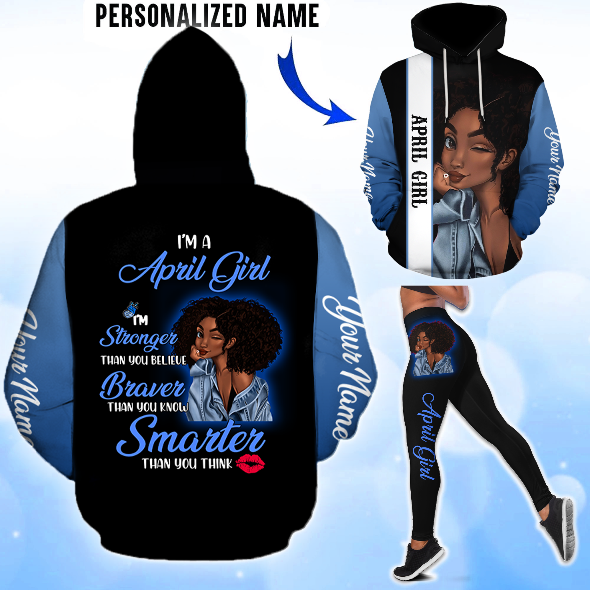 April Girl Customize Name 3D All Over Printed Hoodie