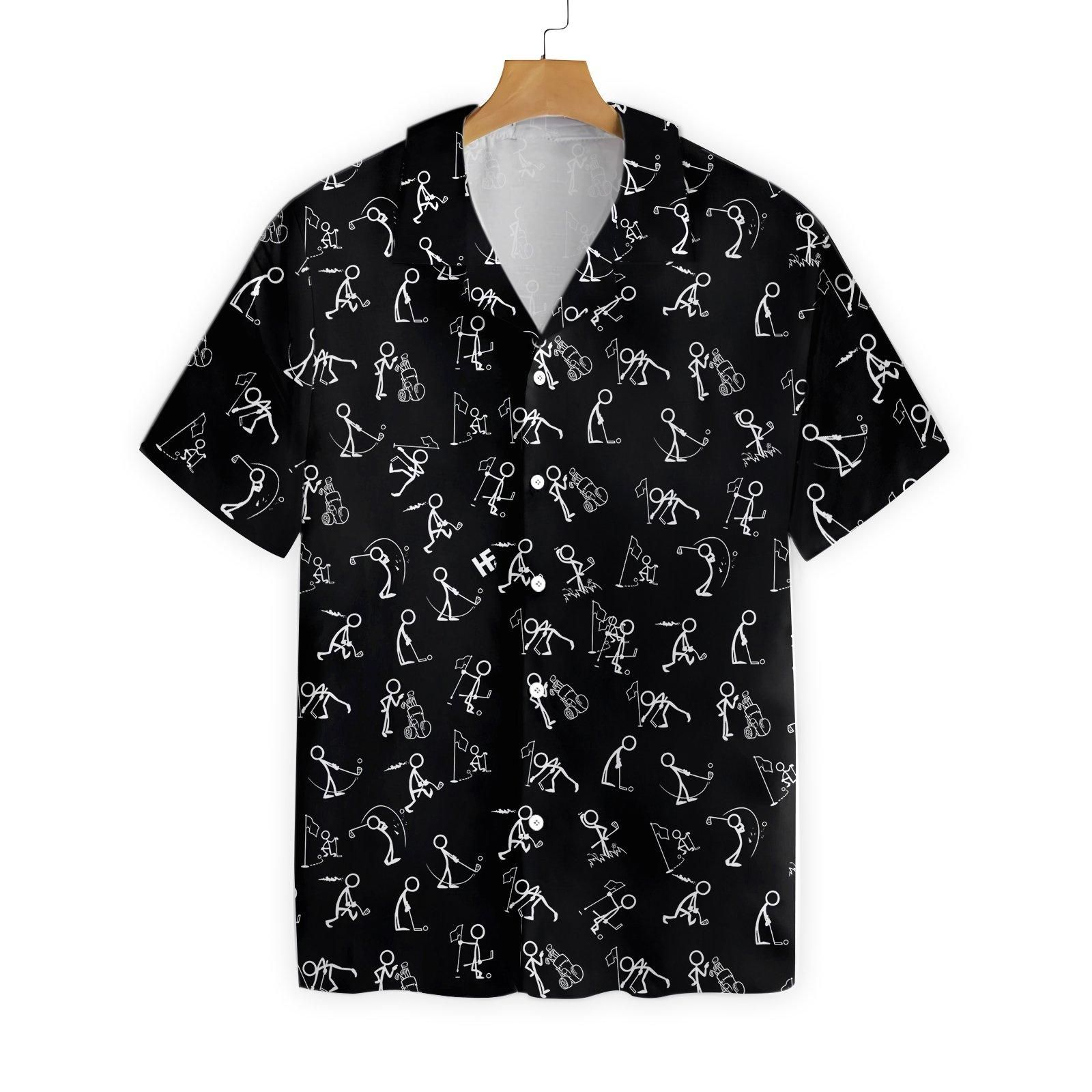 Stickfigures Playing Golf On Black Background 2301 Hawaii Shirt Ha109127