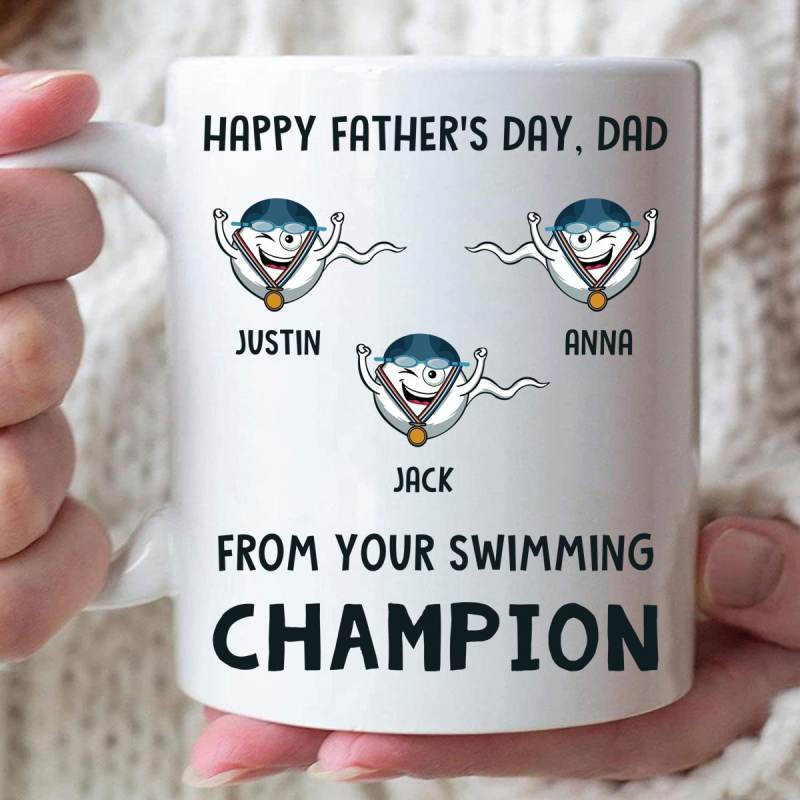 Personalized Swimming Champion Funny Mug Gift For Dad