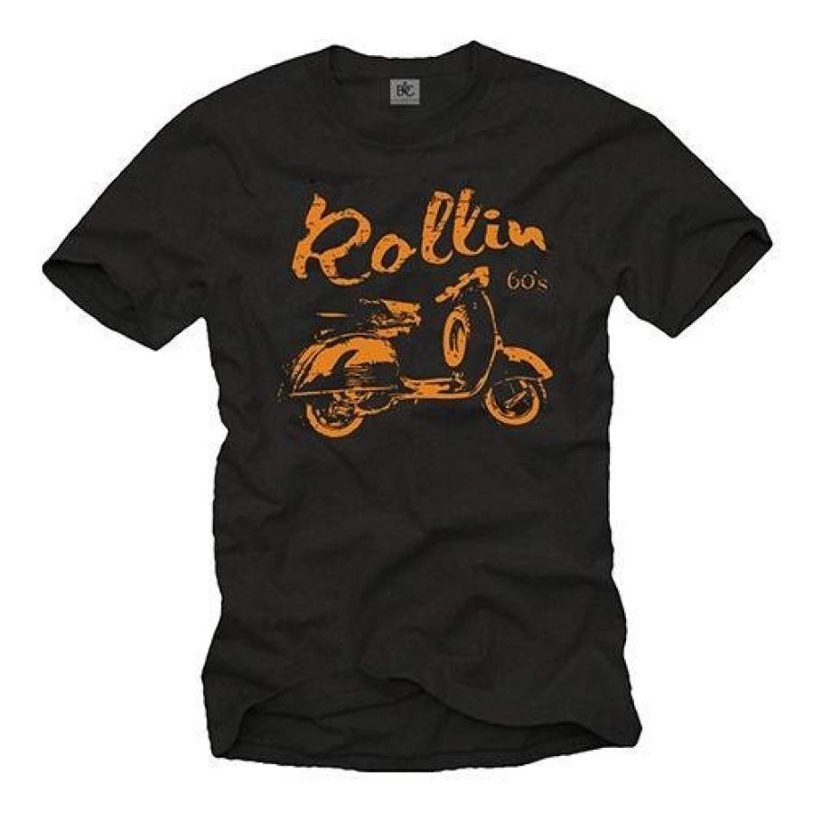 Cool Vintage Mens T Shirt With Old School Motor Scooter