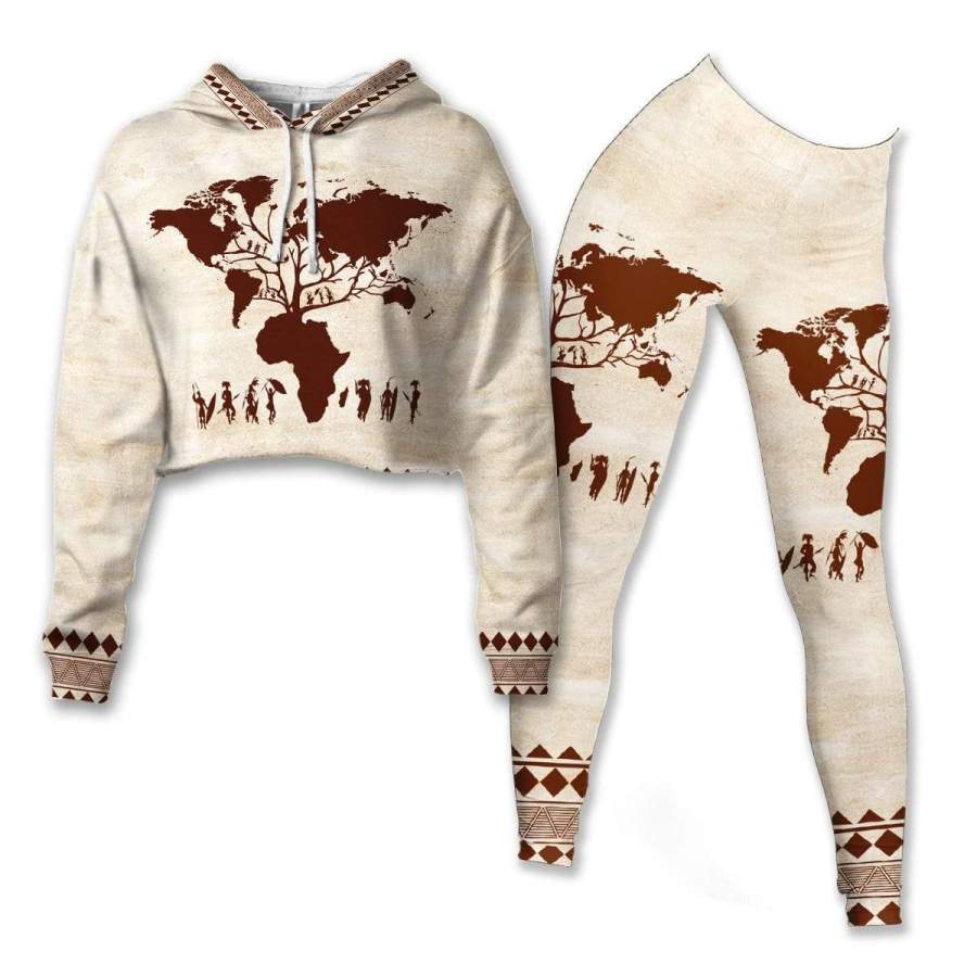 Roots African Cropped Hoodie & Leggings Set