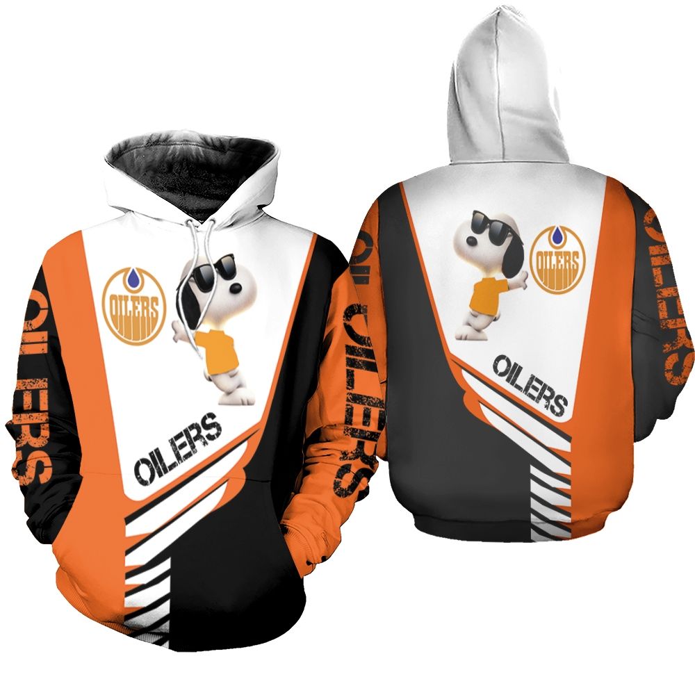 Edmonton Oilers Snoopy For Fans 3D Hoodie