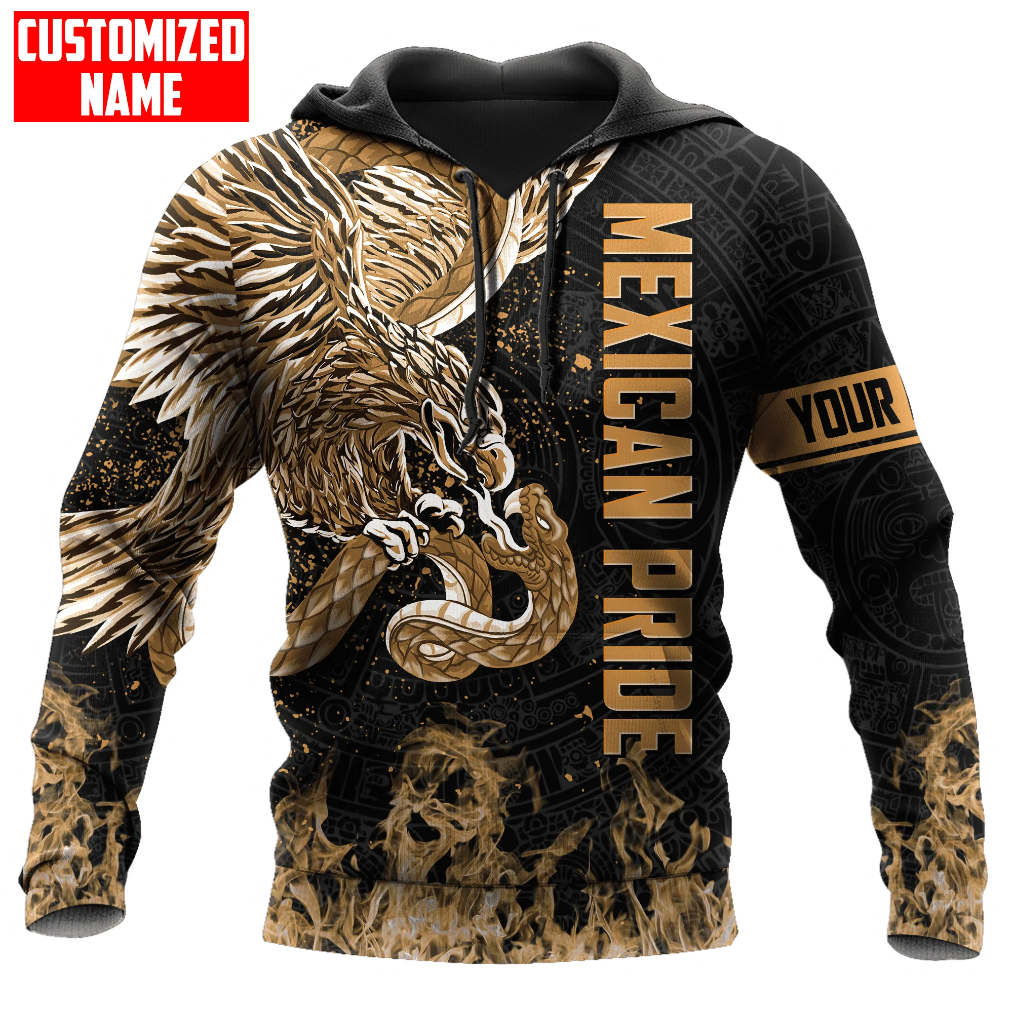 Personalized Mexico Aztec Warrior Smoke Hoodie, Pride Mexico Hoodie, Mexican Hoodies