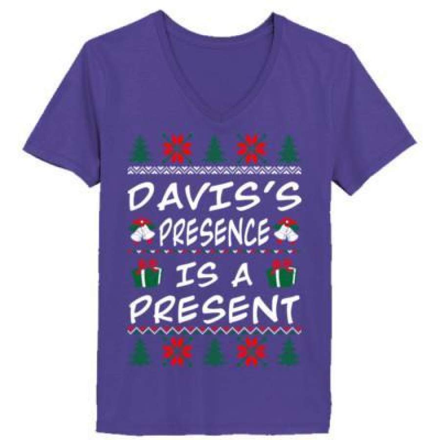 AGR Daviss Presence Is A Present – Ladies’ V-Neck T-Shirt