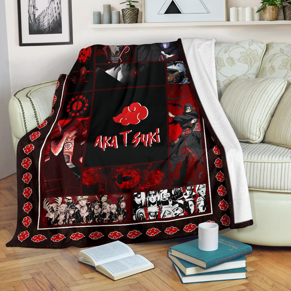 Akatsuki Members Naruto Fleece Blanket Anime Home Decor Custom For Fans Na030103