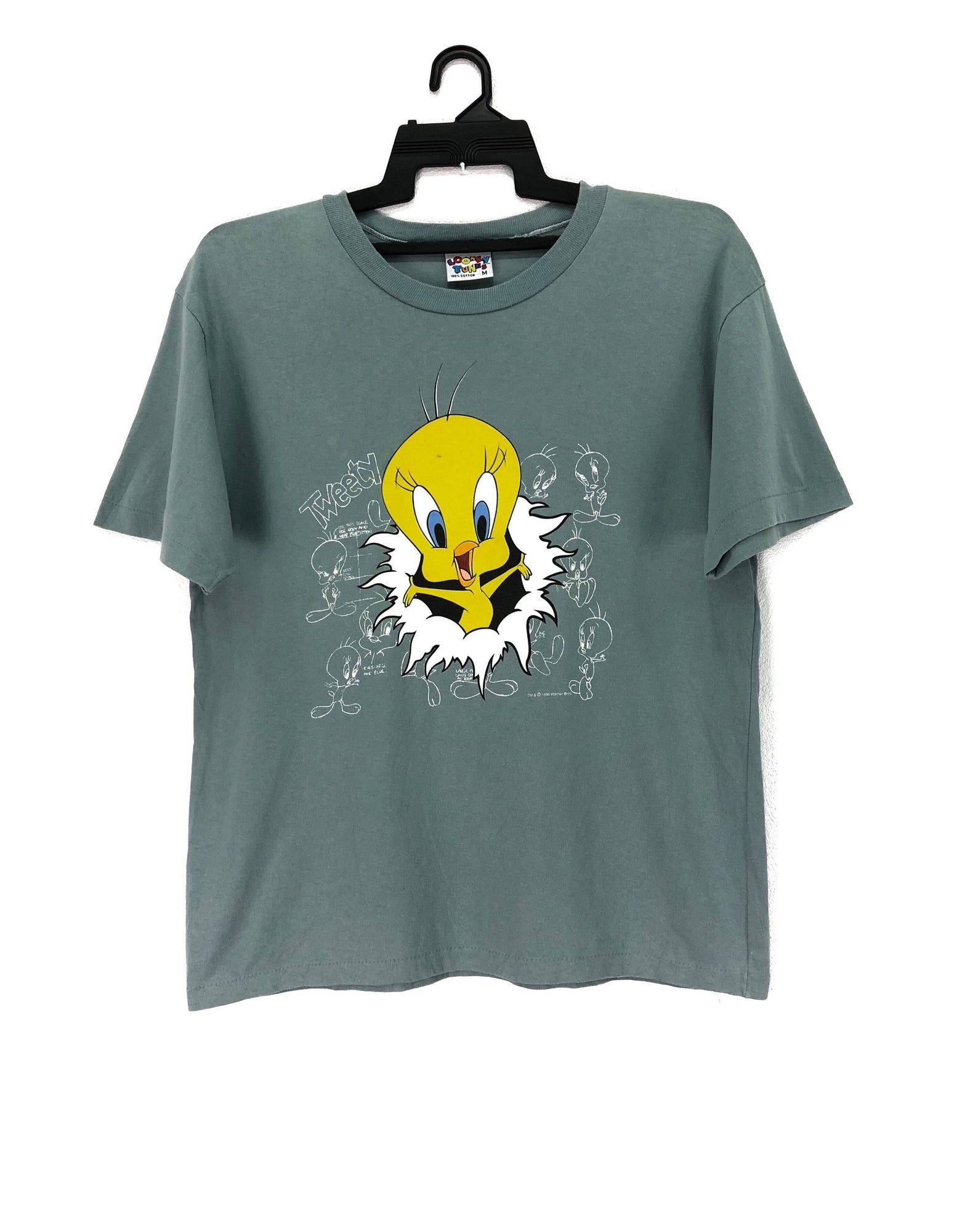 90s Tweety Cartoon Tshirt Big Logo By Warner Bros Streetwear Anime Cartoons Looney Tunes Clothing Chest 20
