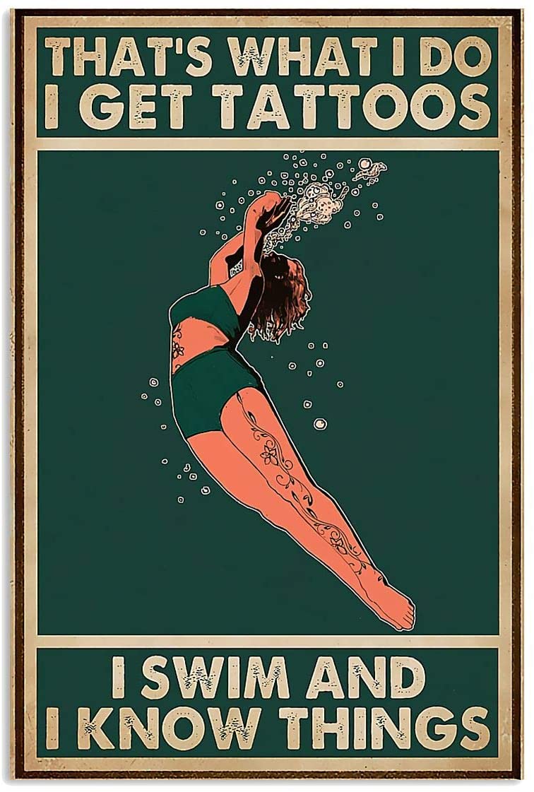 Vintage Swimming – That’S What I Do Poster Art Print      Home Decor Gift For Men Women Family Friend On Birthday Xmas