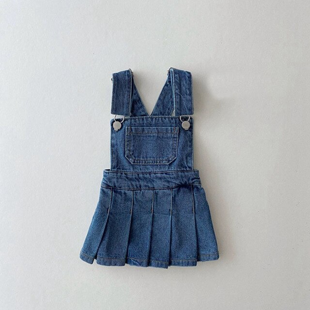 2022 New Girls Dress Fashion Children Clothing Baby Girl Denim Dress Cute Little Girls Strap Dress Cotton Kids Denim Strap Dress alx