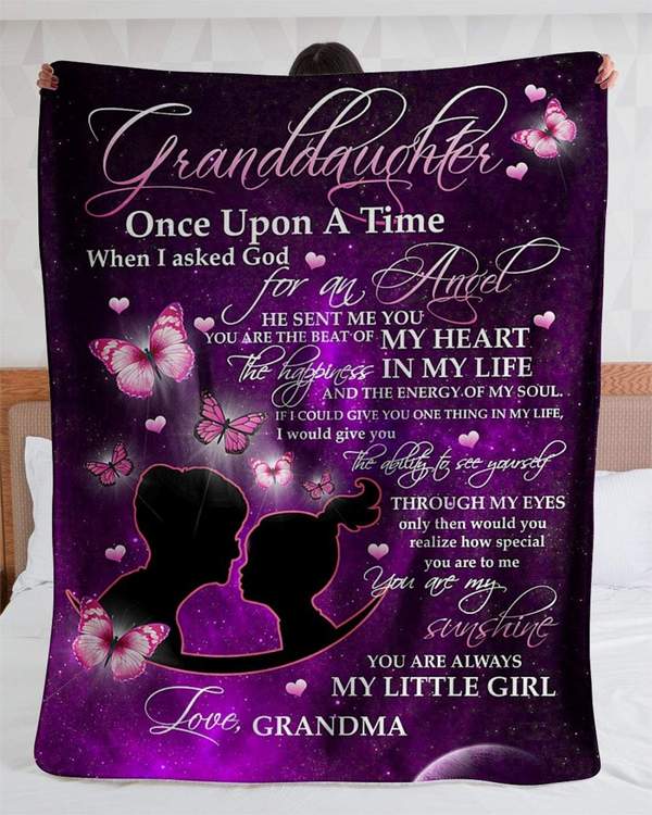 To My Granddaughter Fleece Blanket, Personalized Birthday Gift For Granddaughter From Grandma Blanket, Once Upon A Time Blanket