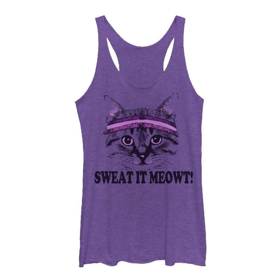 CHIN UP Women’s Sweat it Meowt  Racerback Tank Purple Heather