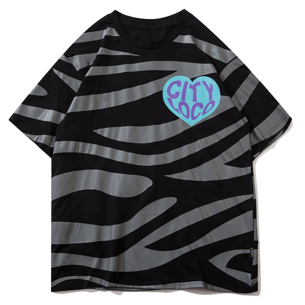 Zebra Pattern Love Heart Print Tee