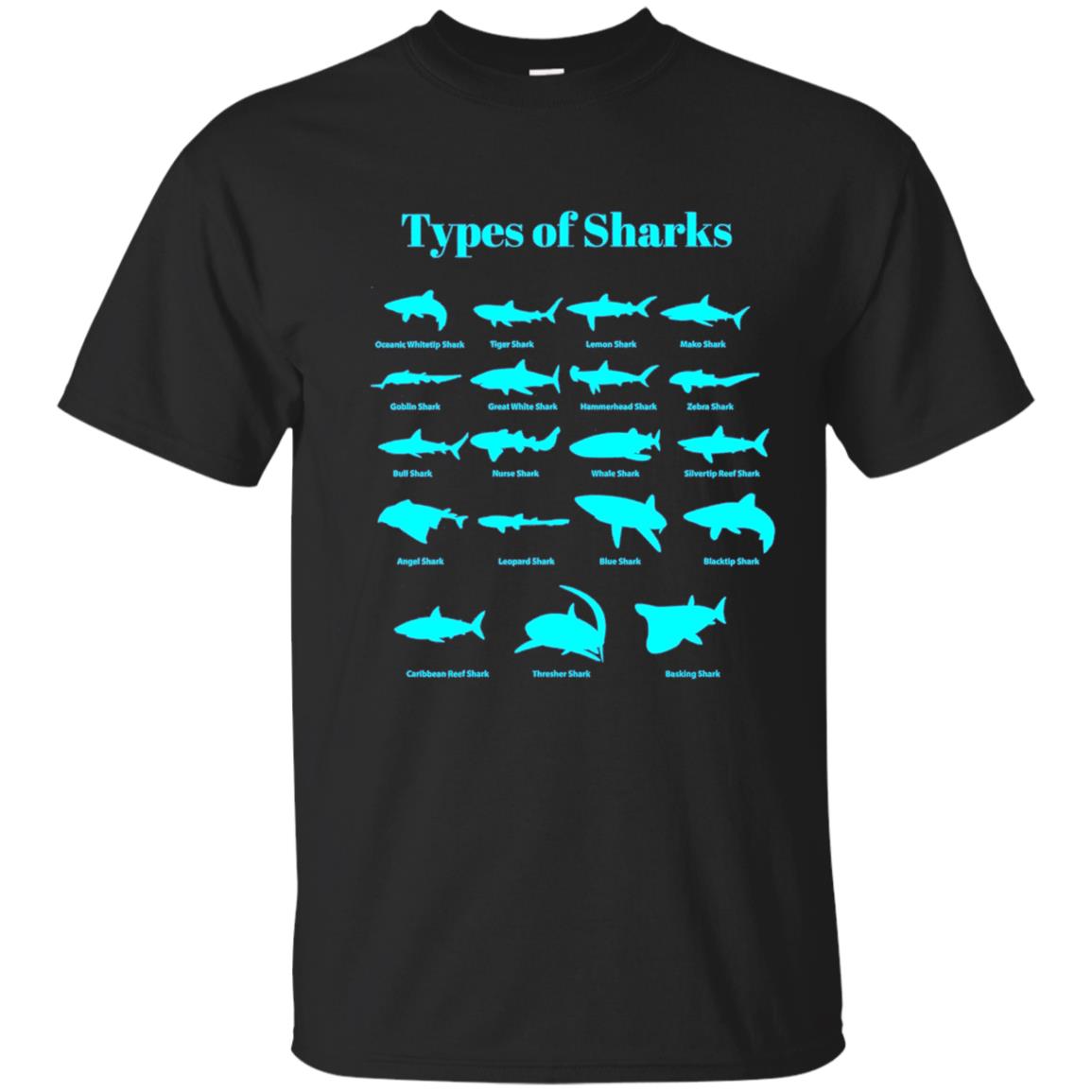 Types Of Sharks T-Shirt Educational Marine Biology Tee