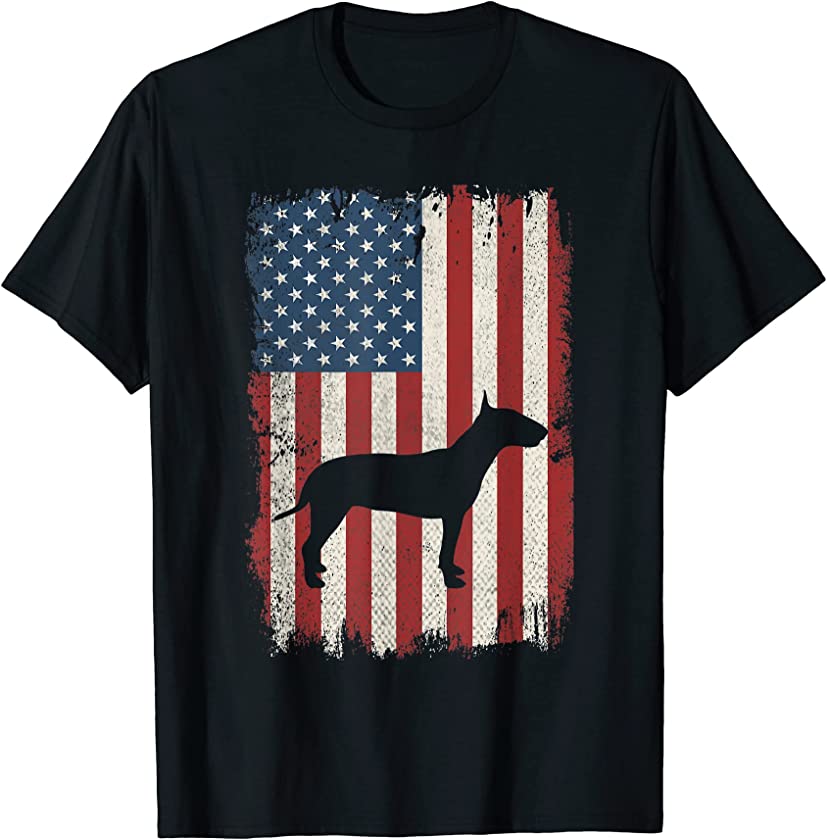 Bull Terrier American Flag USA Dog Lovers Puppy US T-Shirt