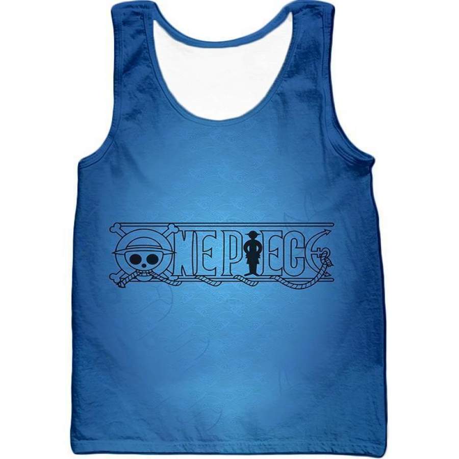 One Piece Tank Top – One Piece Anime One Piece Promo Logo Blue Tank Top