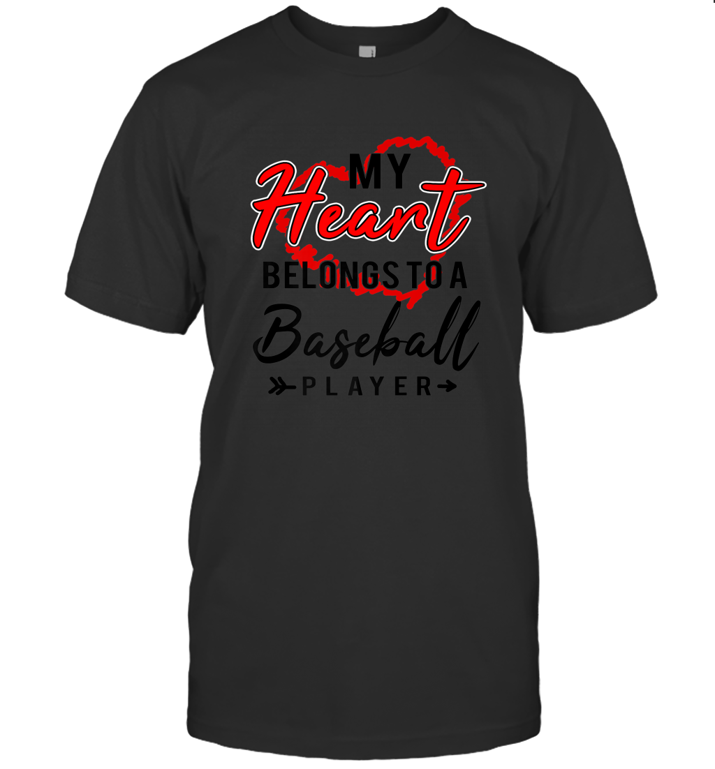 My Heart Belongs To A Baseball Player Valentines Day Gift Men’s T-Shirt