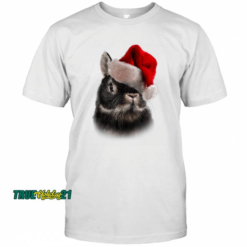 Netherland Dwarf Rabbit, Christmas Santa Hat, Bunny T-shirt