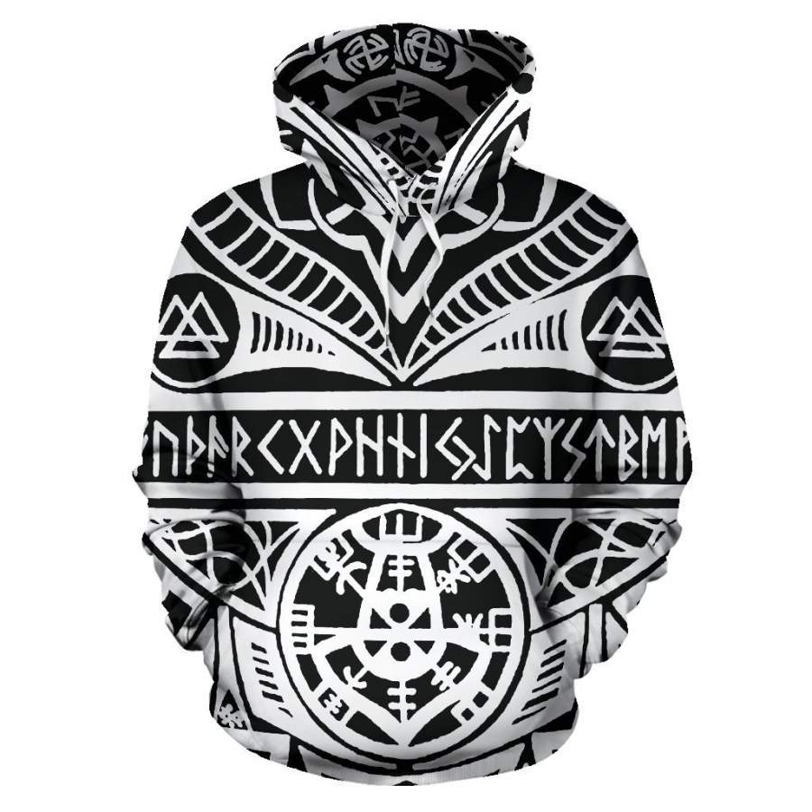 Viking Tattoos™ All Over Hoodie White K4