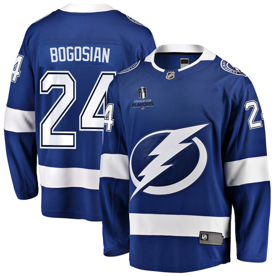 Zach Bogosian 24 Tampa Bay Lightning Stanley Cup 2023 Playoffs Patch Home Breakaway Men Jersey – Blue