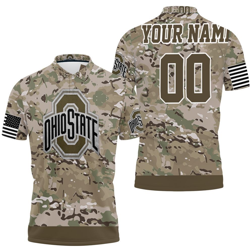 Ohio State Buckeyes Camouflage Veteran Personalized Polo Shirt