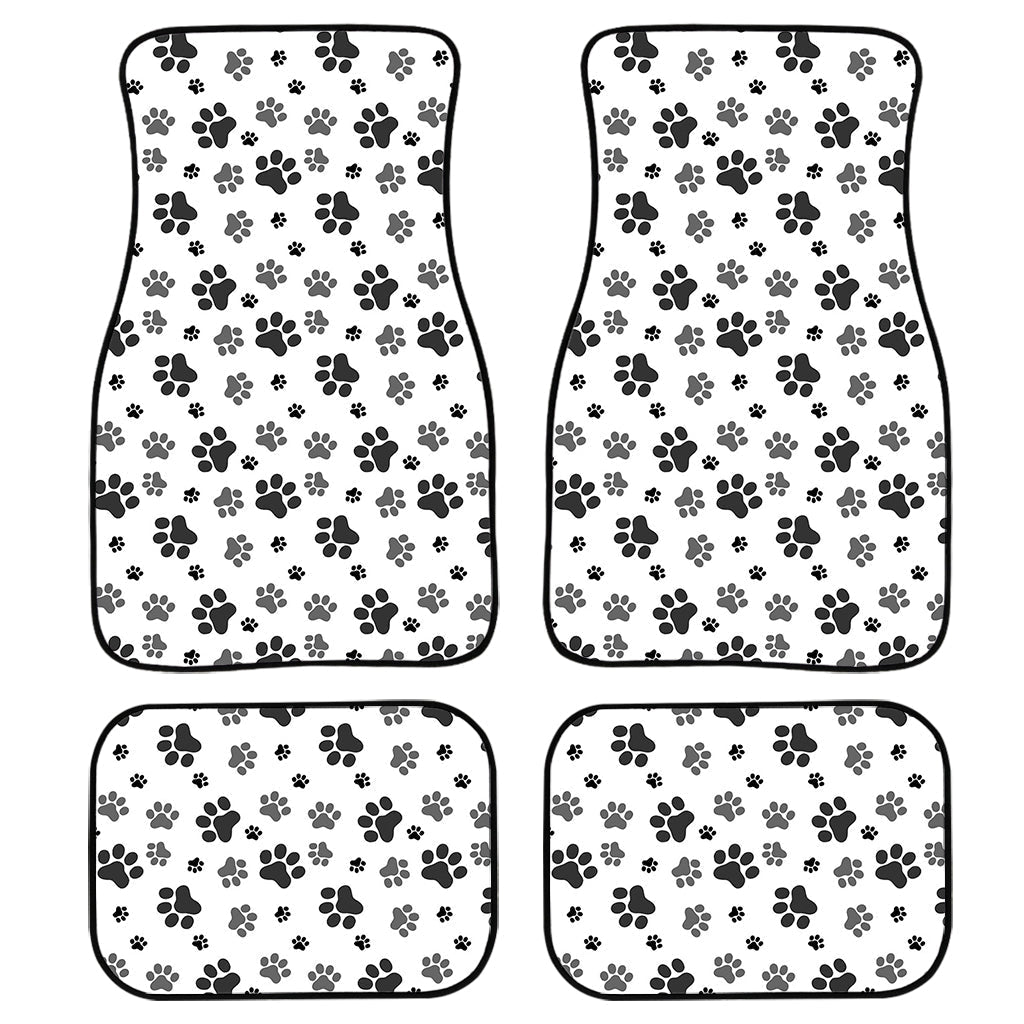 Grey Animal Paw Pattern Print Front And Back Car Floor Mats, Front Car Mat