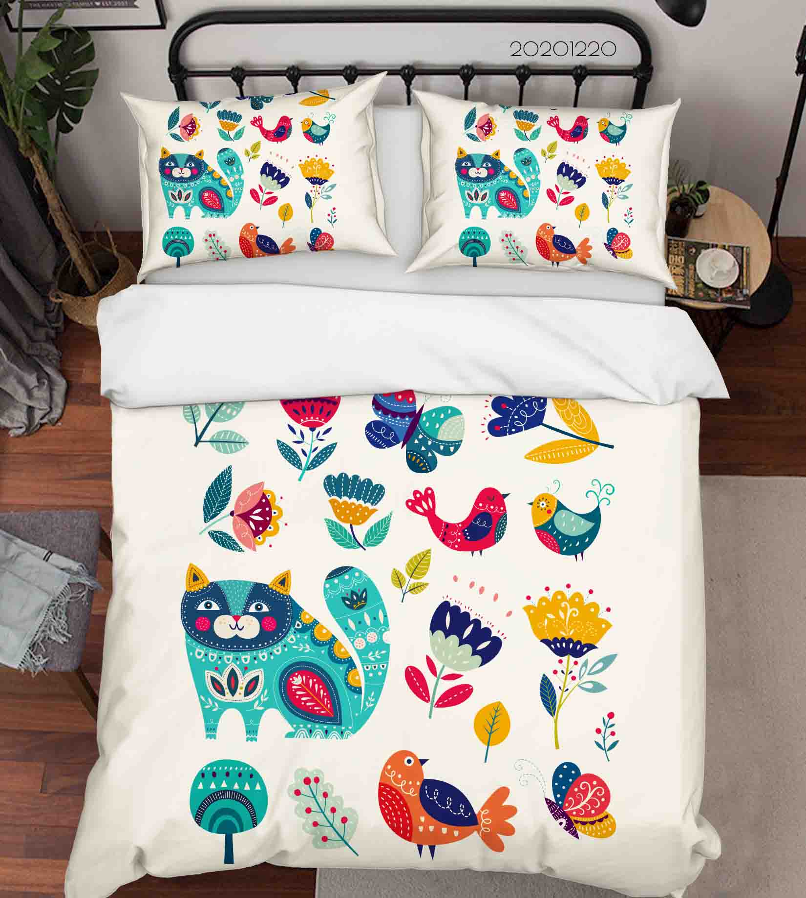 3D Hand Drawn Colorful Animals Quilt Cover Set Bedding Set Duvet Cover Pillowcases 135 Lqh