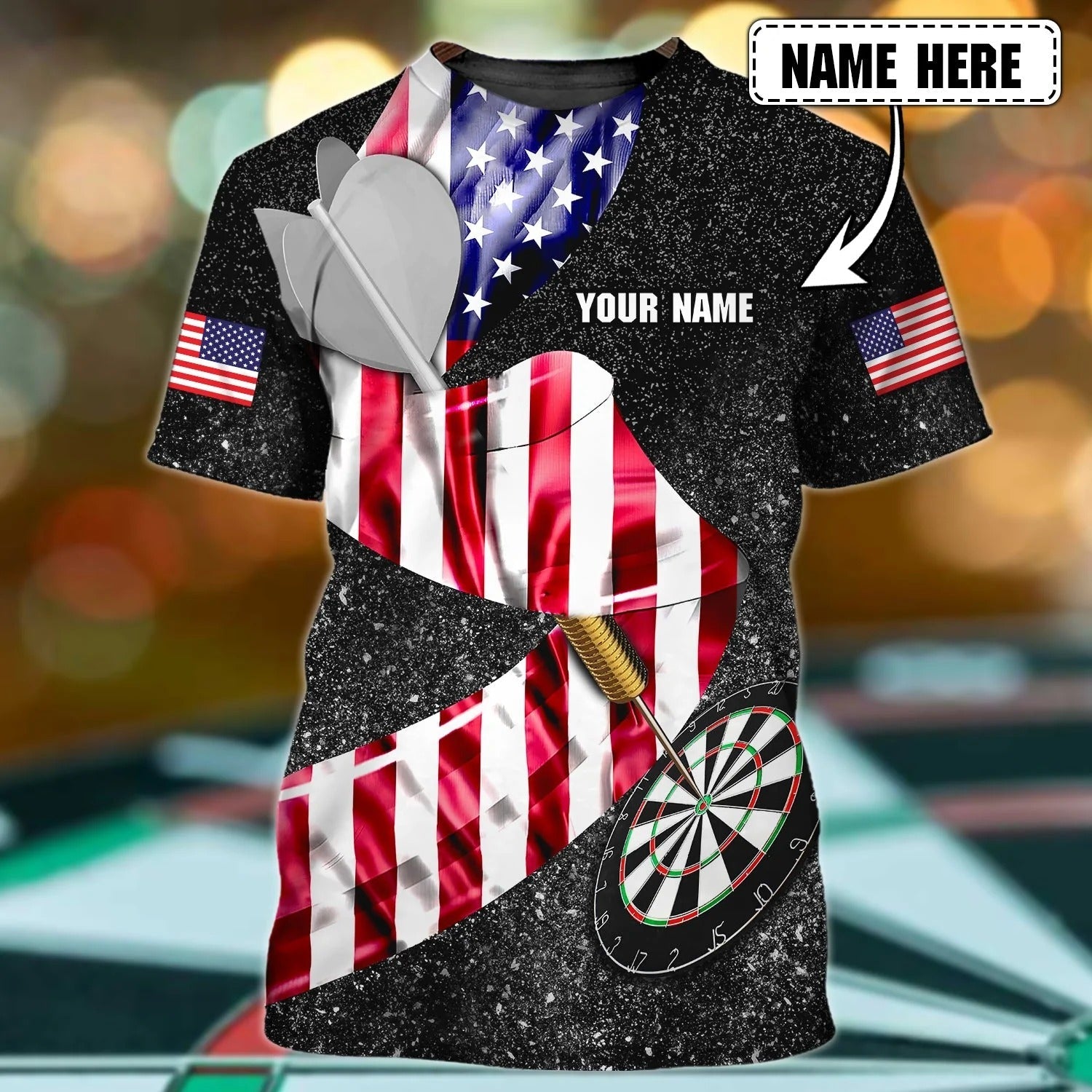 Personalized Us Dart Player Shirt American Flag Pattern Dart Shirt Team Uniform