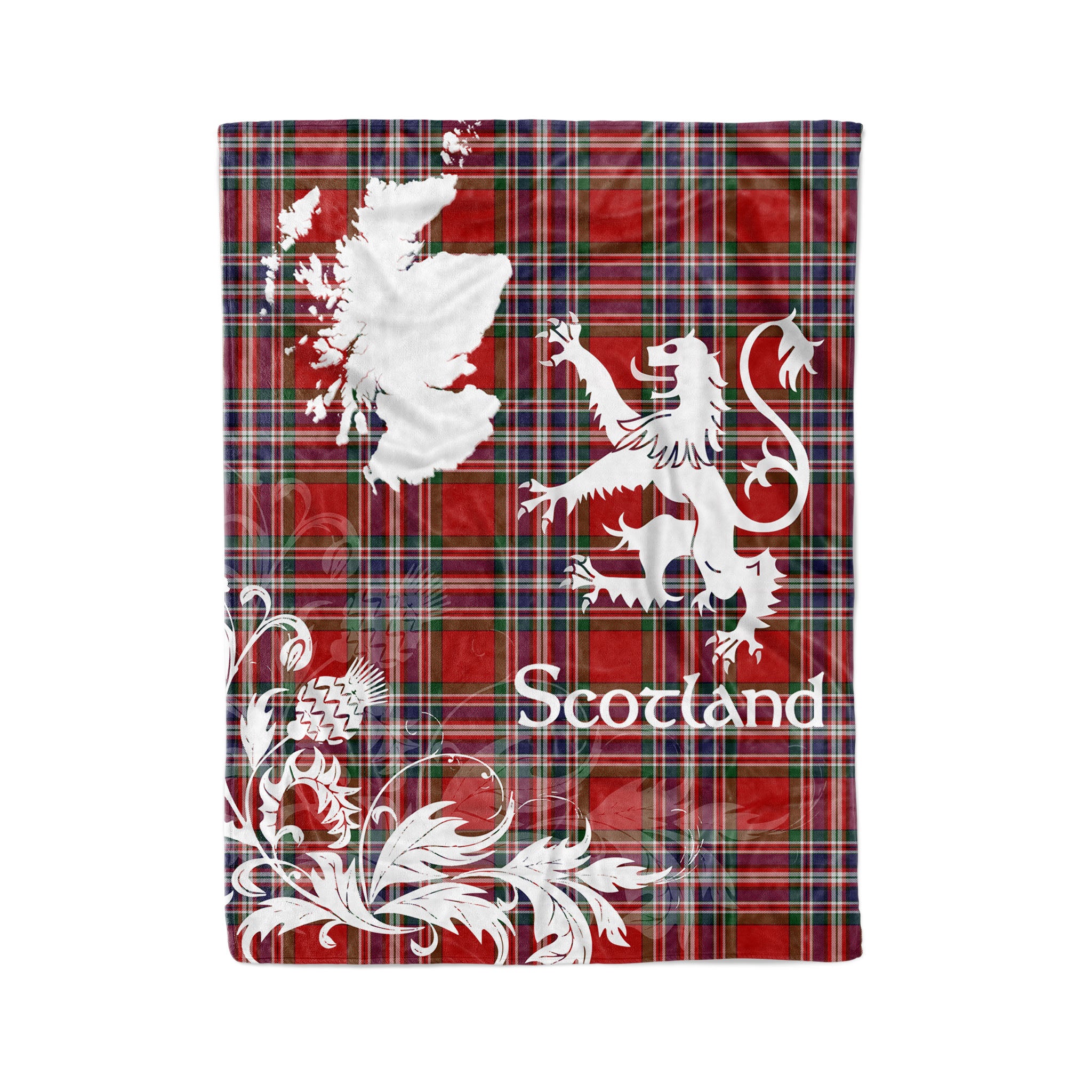 Tartan Plaid Fleece Blanket Tartan Blanket Thistle And Lion Scottish Clan Macfarlane Red Plaid Blanket