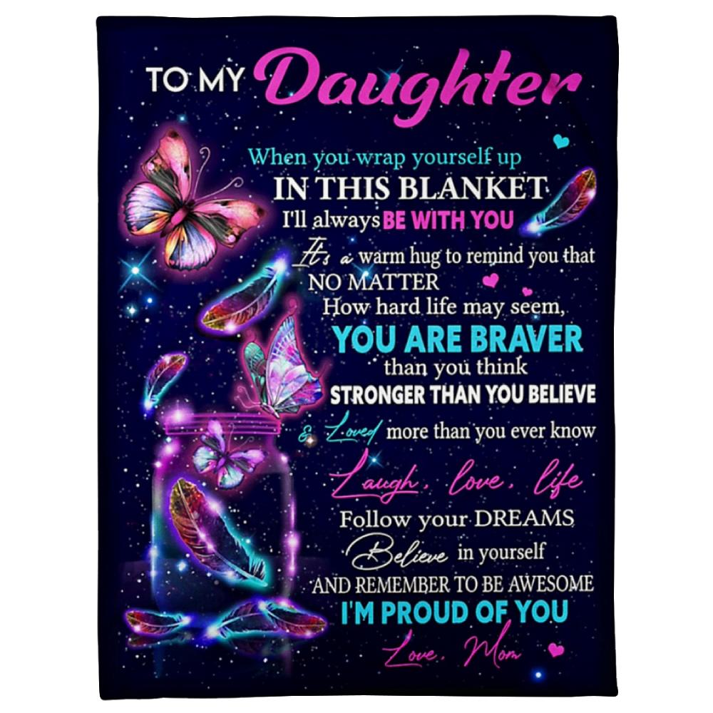 To My Daughter Twinkle Butterfly Be With You Blanket Family Gift Home Decor Bedding Couch Sofa Soft Comfy Cozy