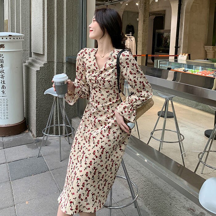 Women Dresses Floral Dress 2021 Spring And Autumn Dress Vestido De Mujer alx