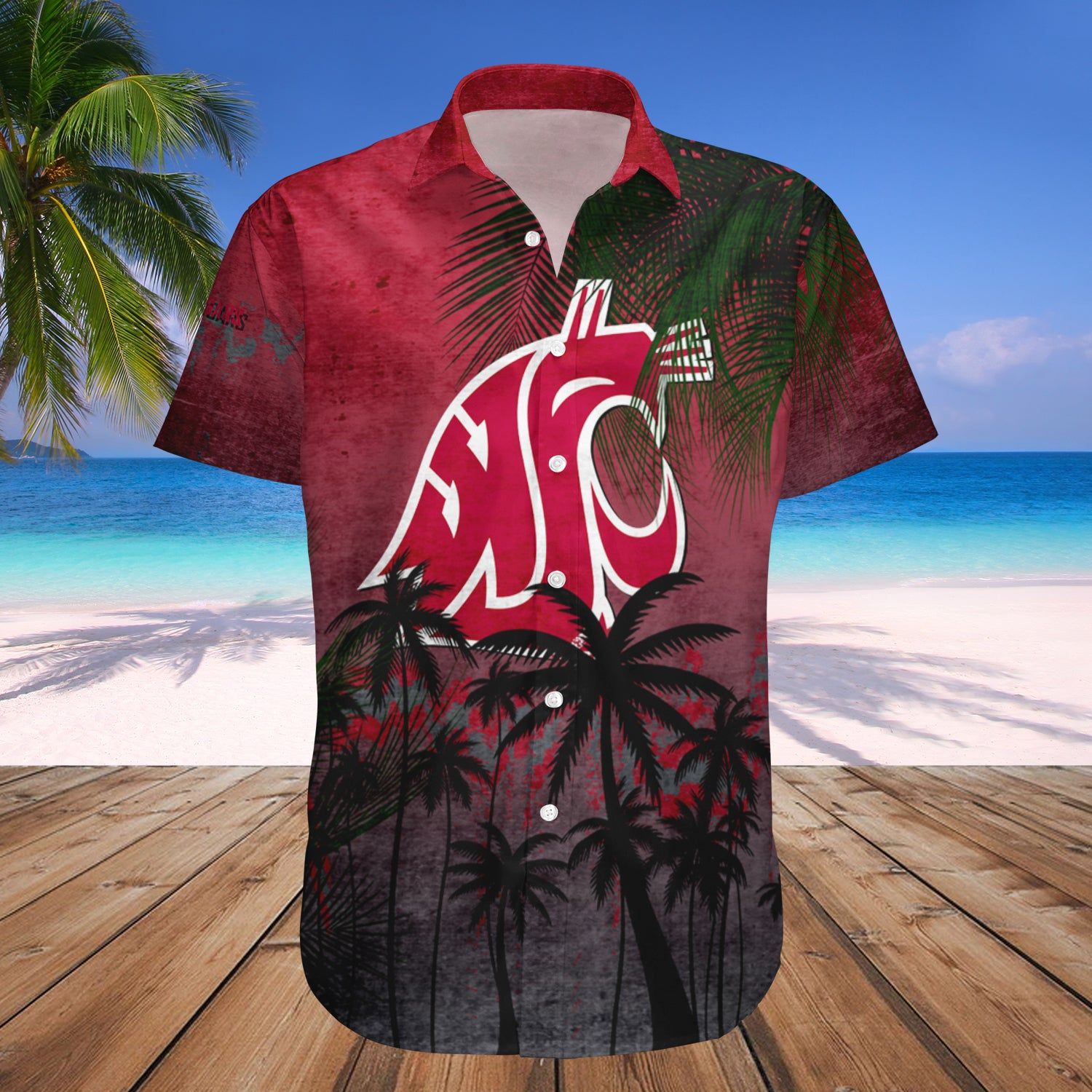 Washington State Cougars Hawaii Shirt Coconut Tree Tropical Grunge – NCCA