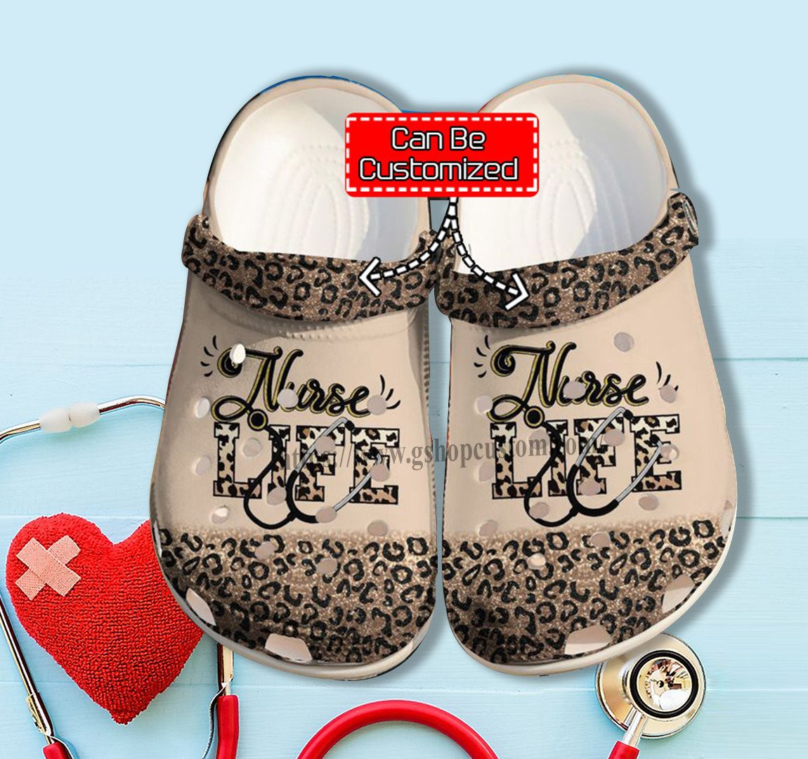 Grandma Nurse Love Leopard Skin Crocs Shoes Gift Mother Day – Nurse Life Shoes Croc Clogs Customize