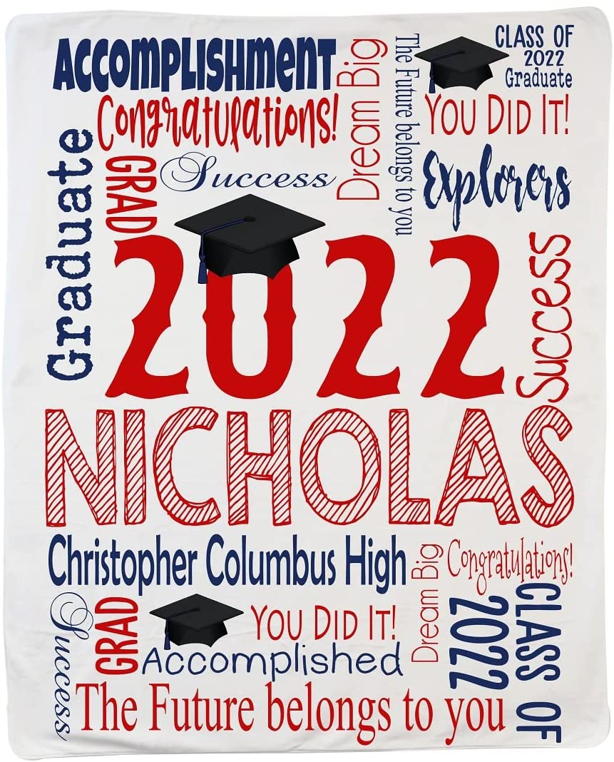 Personalized Custom Graduation Throw Blanket For Adults And Teens. Soft And Vibrant Colors.