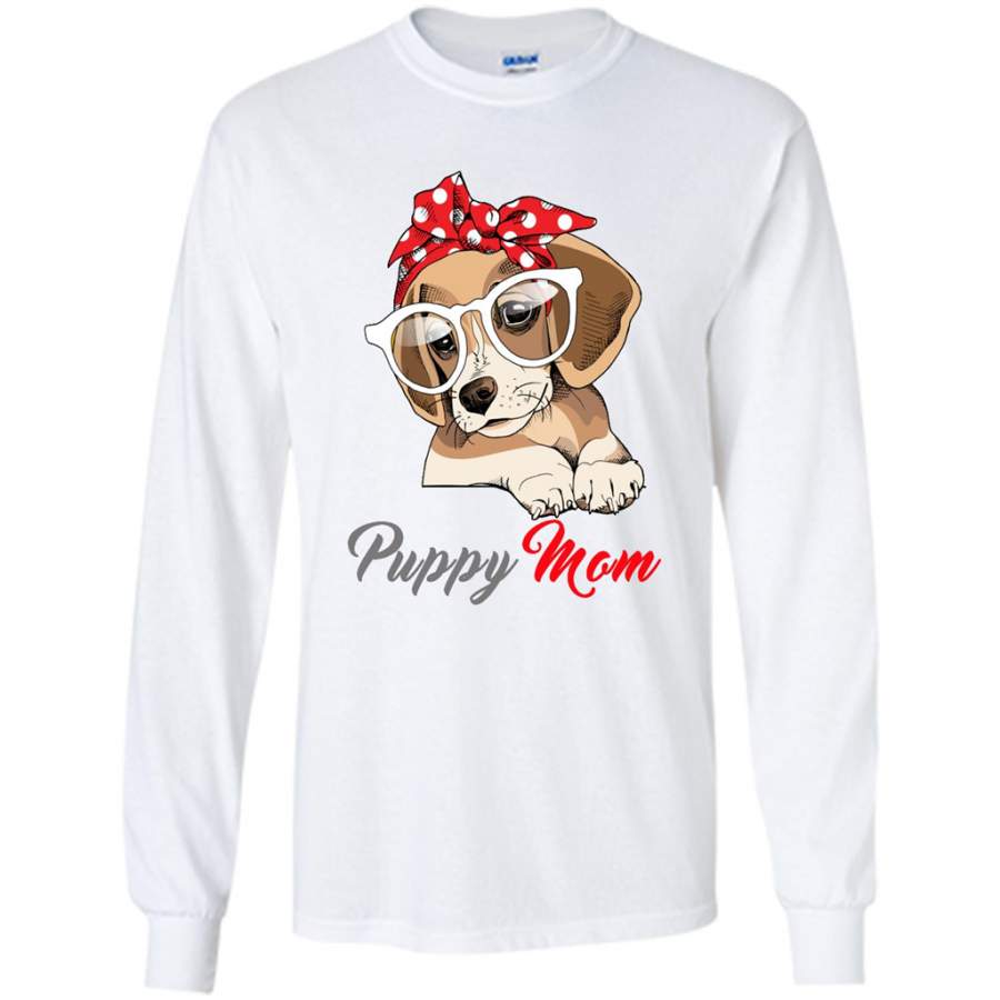 Mom Love Red Bandana Headband Puppy Beagle – Gildan Long Sleeve Shirt