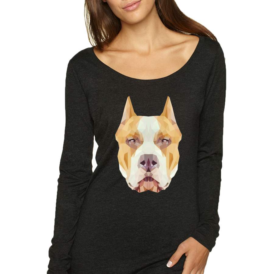 American Staffordshire Terrier Dog Animal Lover Womens Scoop Long Sleeve Top