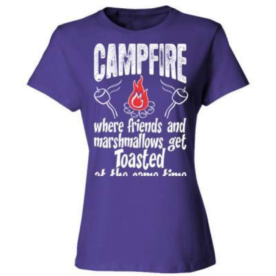 AGR Campfire Where Friends And Marshmallows Get Toasted At The Same Time – Ladies’ Cotton T-Shirt