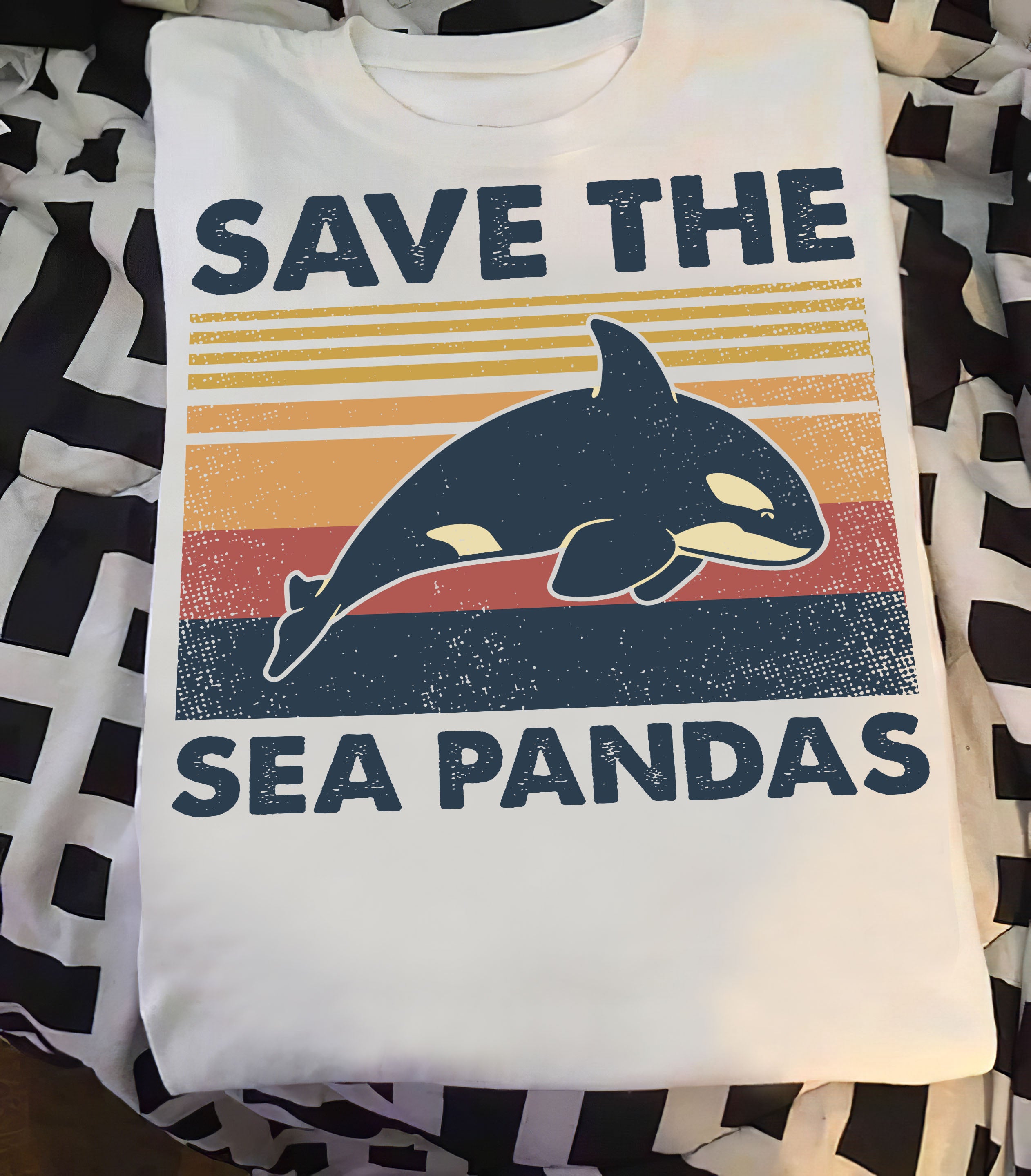 Whale Retro Vintage Save The Sea Pandas Graphic Unisex T Shirt, Sweatshirt, Hoodie Size S – 5XL