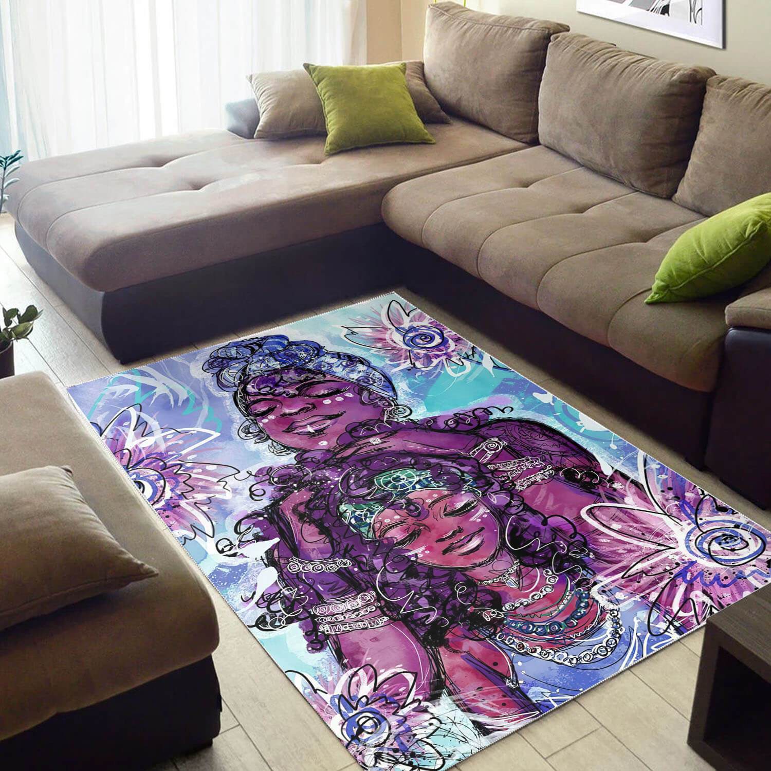 African American Area Rugs Beautiful Afro Woman African Design Floor Rug African Themed House Decor BPS23274