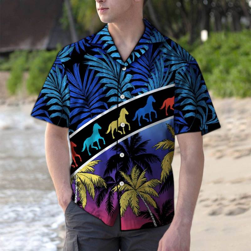 Vacation Tropical Coconut Palm Horse H19826 – Hawaiian Shirt