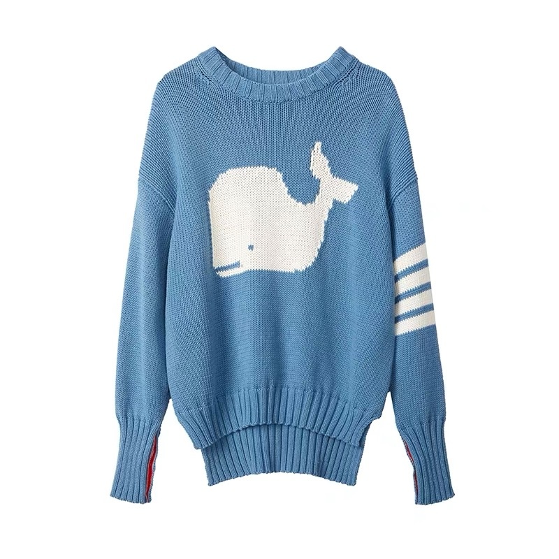 2021 Autumn Women Men Blue Whale tb Sweater Loose Casual Soft Couple Top Korean Design Women Pullover High Quality alx